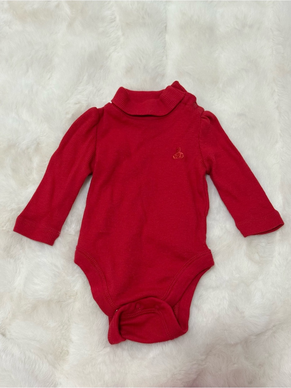 GAP Red Long-Sleeve Ribbed One-Piece Holiday Photoshoot Onesie Bodysuit